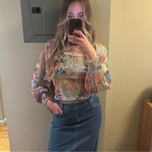 Anthropologie Floral Long Sleeve Top